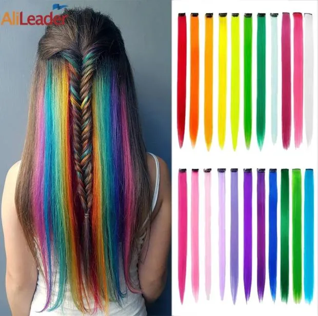 For White Synthetic 57Color Synthetic Hair Long Straight One Piece Clip Hairpieces8773979