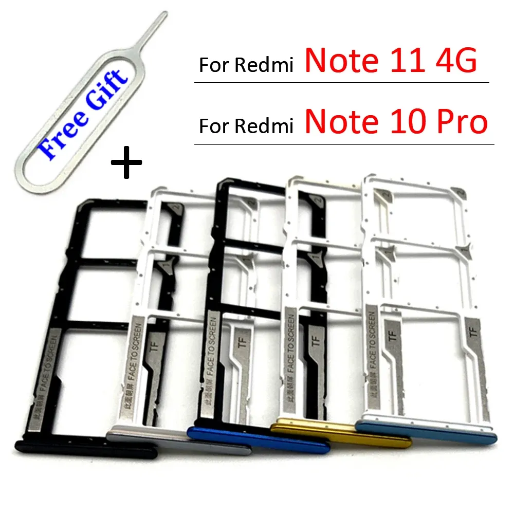 100% Nuovo originale SIM SIM Slot Slot Slot Adattatore del supporto per vassoio SD per Xiaomi Redmi Nota 10 Pro / Nota 11 4G +Strumento PIN