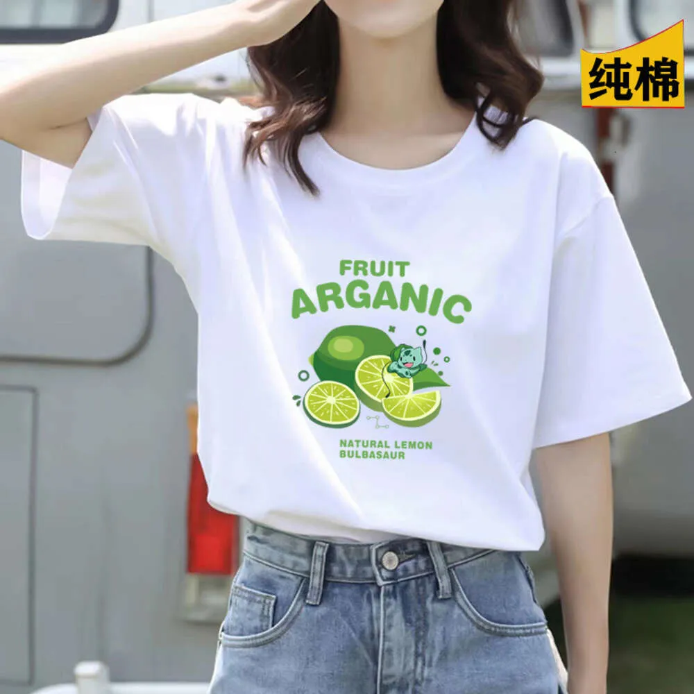Projektantka Bluzy Bluzy Pure Cotton T-shirt dla kobiet 2024 Summer Nowa wersja koreańska Biała Trend Women T-shirt Lose T-Shirt