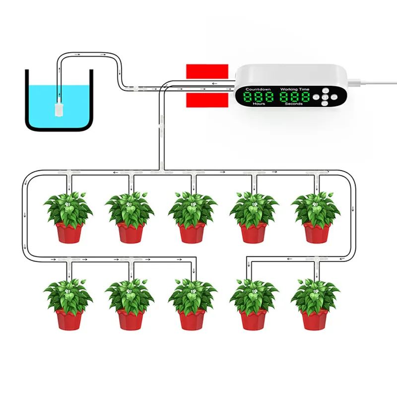 Nytt intelligent droppsystem Set Automatisk timer Watering Device Garden Potted Flowers Plants Watering Controller Water Pump