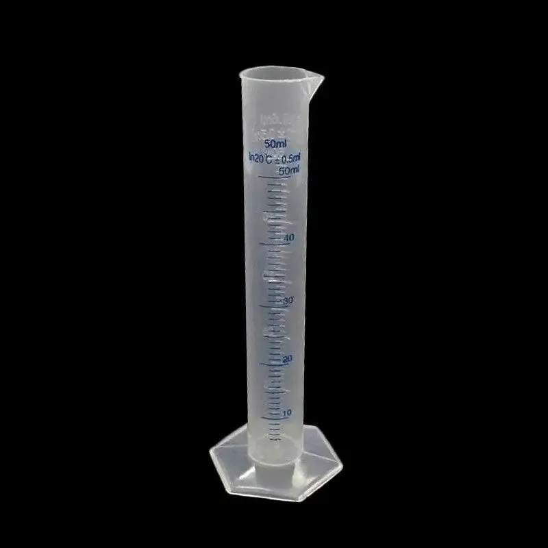 Klar vit plastvätskemätning graderad cylinder för labbtillbehör laboratorieverktyg 10 ml, 25 ml, 50 ml, 100 ml, 250 ml, 500 ml