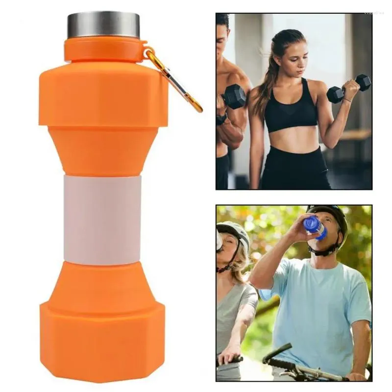 Wasserflaschen Fitnessstudio -Flaschen Silikon Leckdopfer Falthanteln für Fitnessreisen 650 ml Männer Radfahren