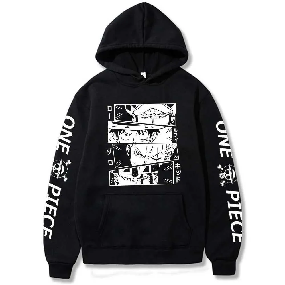 Anime Hoodie Sudadera Comfy Anime One Piece Hoodie, Luffy Zoro Law