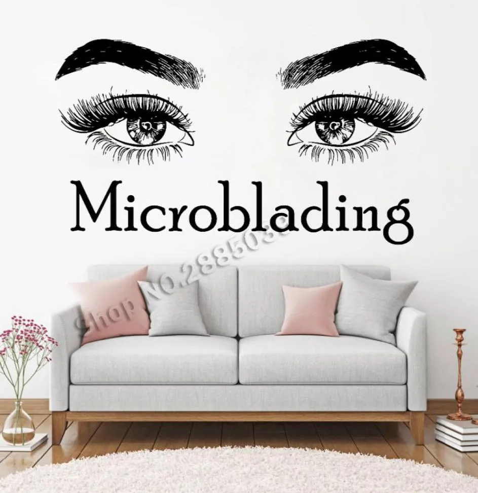 Ny design Big Eyes Eyelashes Makeup Citat Wall Stickers Lashes Decor Beauty Salon Wall Art Anpassade namn Väggmålningar Decal6451382