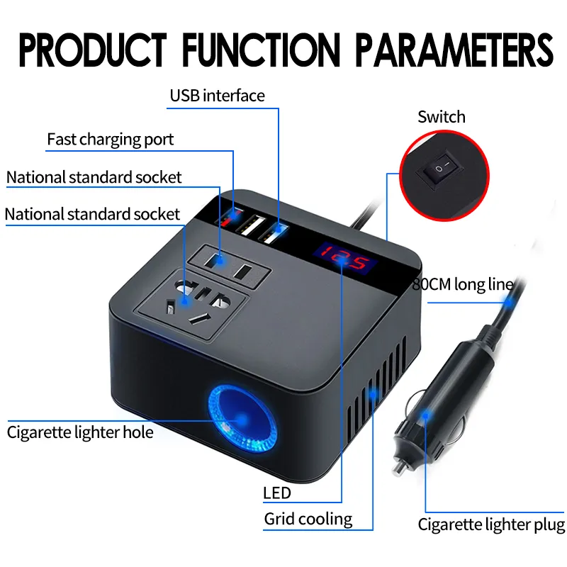 cigarette lighter projector 12V Car Power Inverter 220V 150W Cigarette Lighter Adapter with USB Charger  from Dhgate Car Air Purifiers