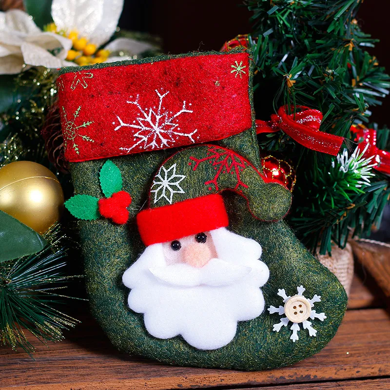 2017 Christmas Stocking Natal Decorações crianças Presente Candy Bag Papai Noel Socks Ornamentos de Árvores de Natal Papai Noel