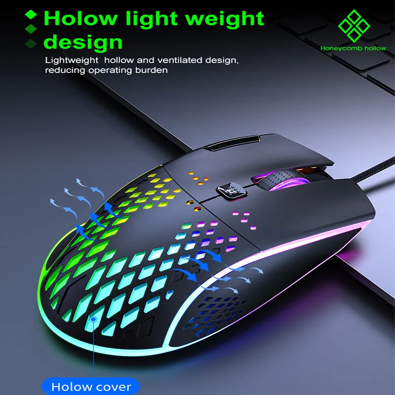 USB Wired Gaming Mouse Ergonomic 7200 DPI with 13 RGB Lights and Macro ...