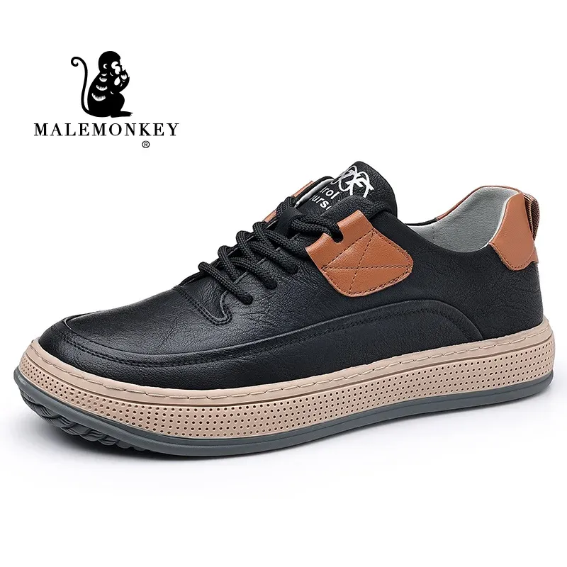 Botas de alta qualidade homens sapatos 2022 tênis preto tneakers de couro respirável confortável não deslizante Casual Sapato de caminhada feita à mão feita à mão