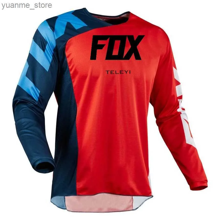 Radsporthemden Tops Enduro Radsportärmelykling-Trikot-Hemd-Hemd Camiseta Motocross T-Shirt MX Mountain Bike Clothing Teleyi Jersey Y240410