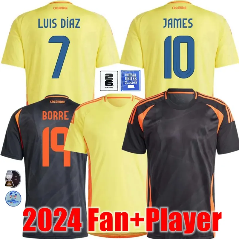 24/25 Colombia James Soccer Jerseys Kids Kit 2025 Columbia National Element Shirt Home Home Away Camisetas 2024 Copa America D.Valoyes Arango C. Chucho Cuadrado