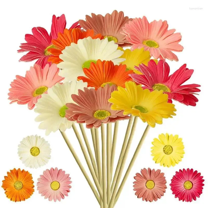 Fiori decorativi 12 pezzi di gerbera artificiale Rinussabile Matrimonio riutilizzabile bouquet multi-colore per decorazioni per feste da giardino domestico