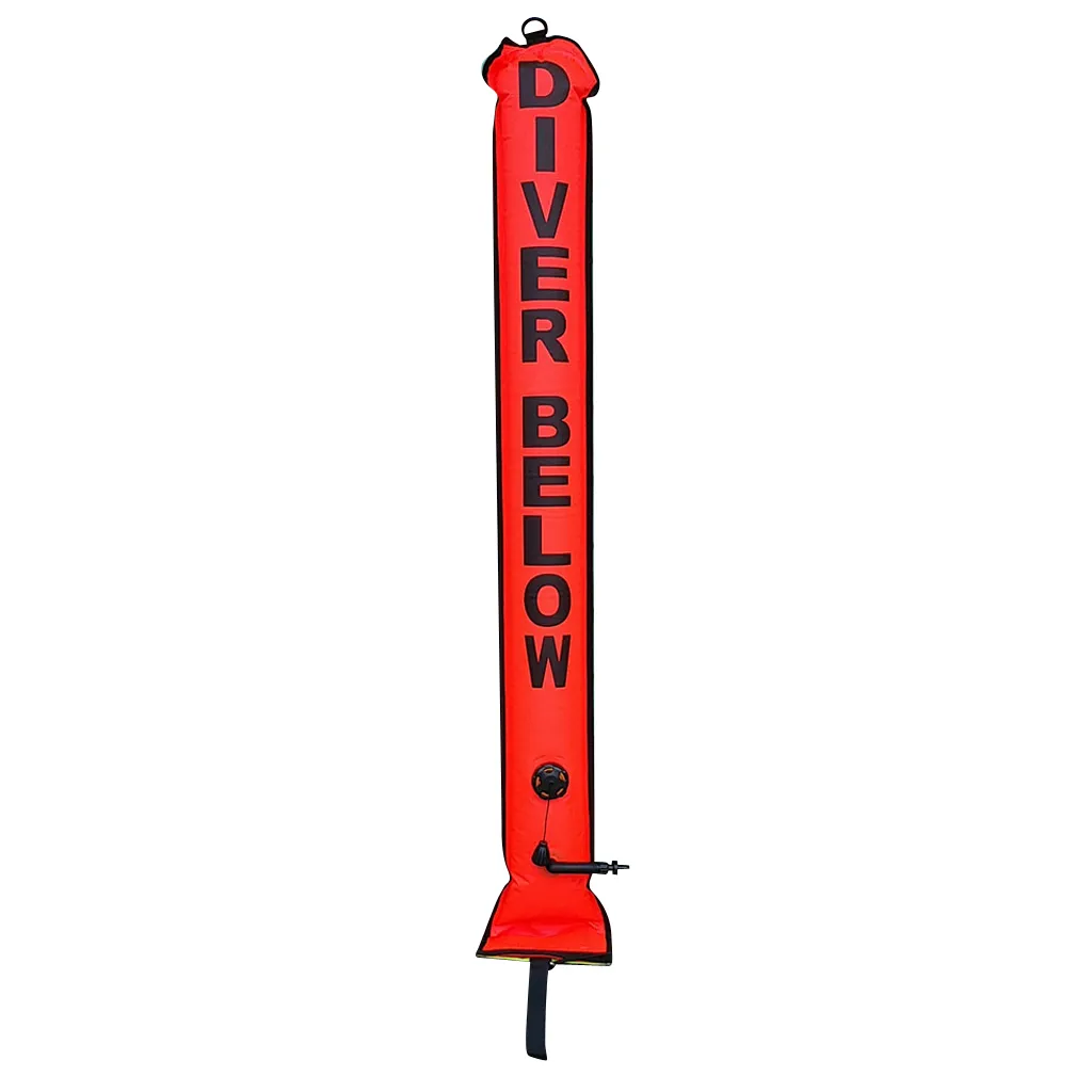 1.2m/4ft High Visibility Inflatable Scuba Diving SMB Surface Marker Buoy Underwater Safety Float Sausage Signal Tube Accessories