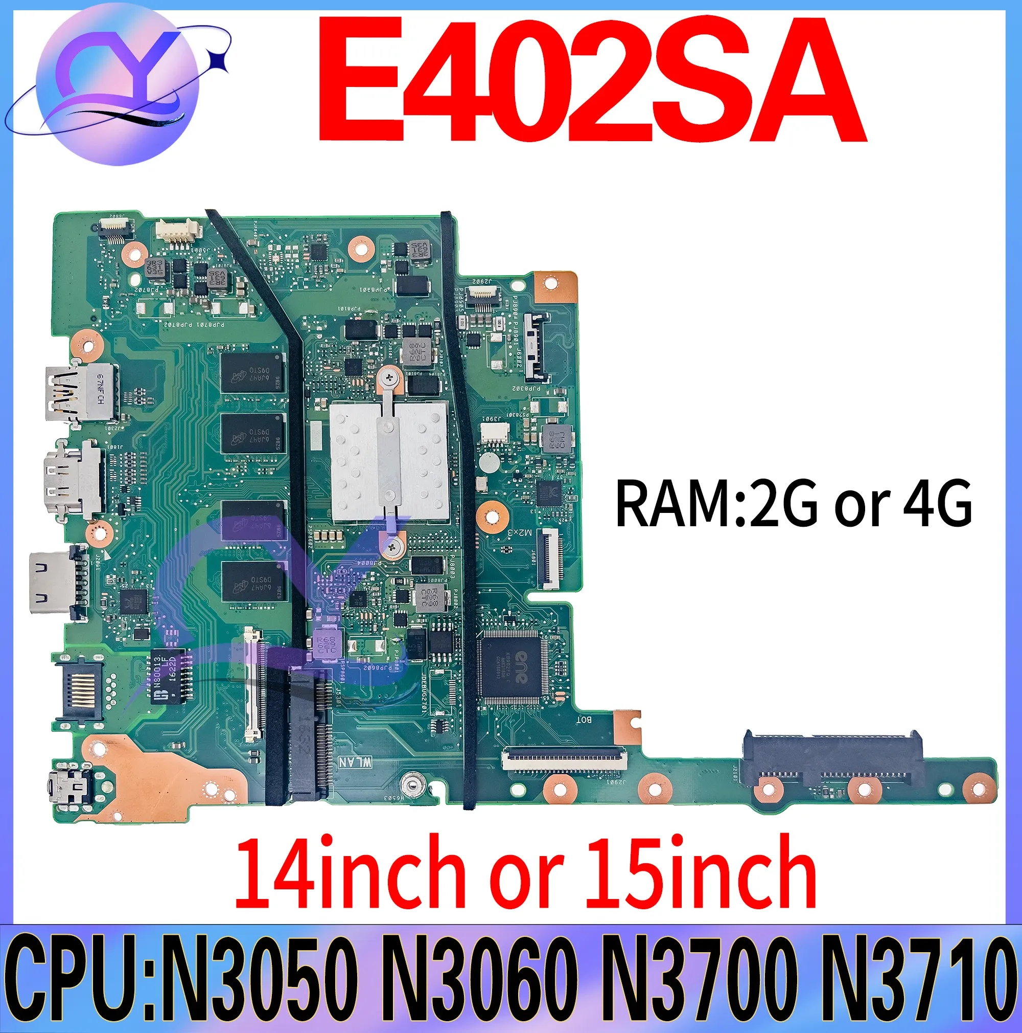 Motherboard E402SA Notebook Mainboard For ASUS E402SA E402S E502SA E502S Laptop Motherboard N3050/3060 N3700/3710 2G/4G 100% Working