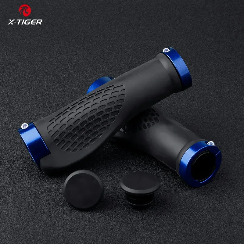 X-Tiger Bicycle MTB HandleBar Cover Grips Lock Bar End Cap Aluminium Alloy Lock Soft Rubber Anti-Slip Cykelhandtag Grepp