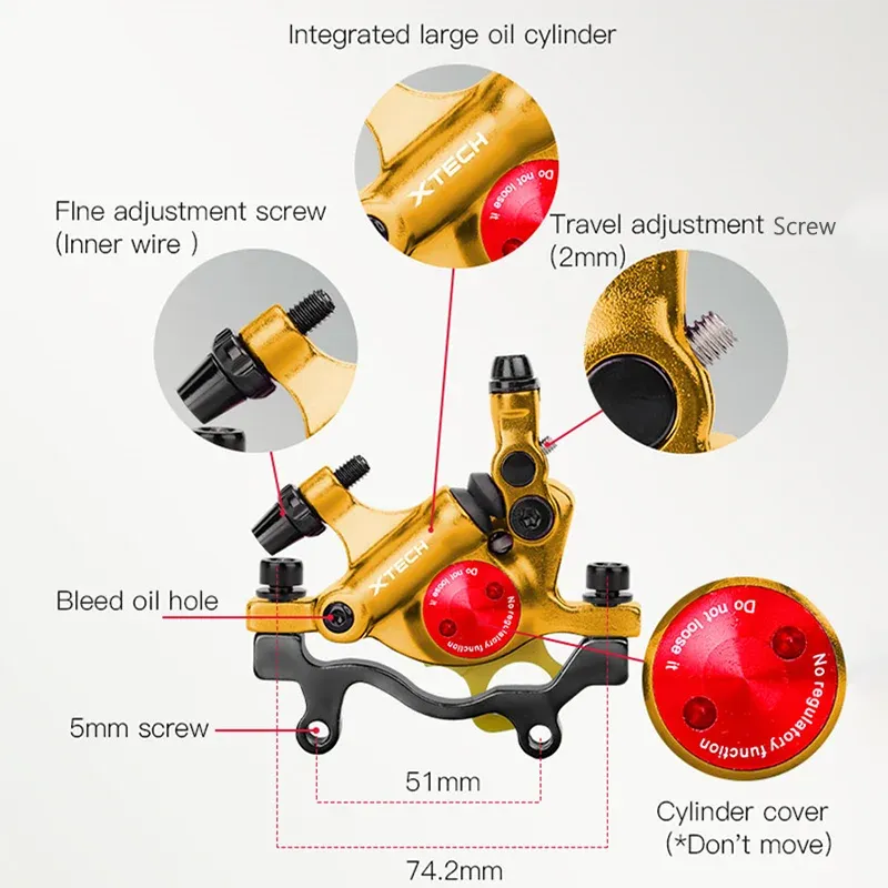 ZOOM XTECH HB100 MTB Hydraulic Line Pulling Disc Brakes Set 160mm ...