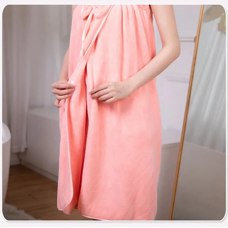 2024 Coral Fleece Bath Dress Soft Absorbent Bow Tube Top Bath Towel Hair Dry Cap Headband for Women GirlsSoft absorbent hair towel