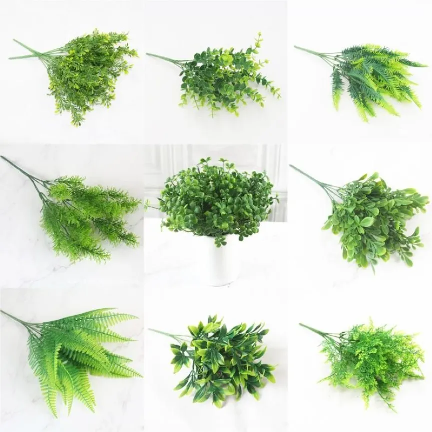 Decorative Flowers & Wreaths Artificial Shrubs Creative Plant Ferns Simulation Plastic Flower Fern Wall Material Accessories206c