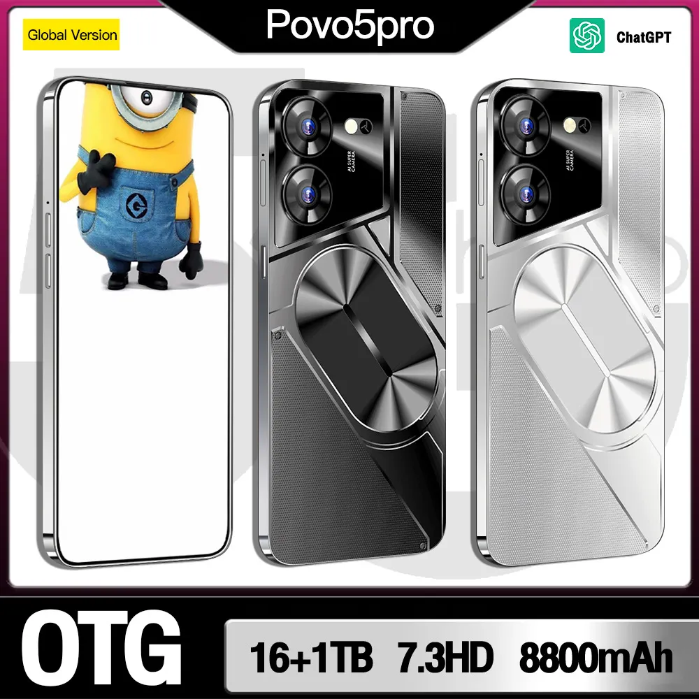 POVO5PRO transfrontalière Nouveau Best-vente en actions 4G Netcom Smartphone Android de 6,53 pouces 3 32 Livraison du commerce extérieur