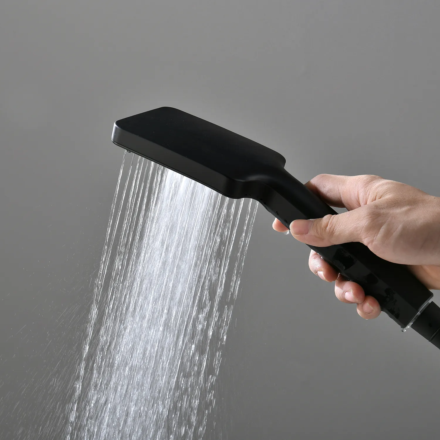 Högkvalitativ svart massage 16/20 tum duschhuvudspanel Regn Rainfall Spa Spray LECH Duschkranuppsättning Termostatventilblandare System