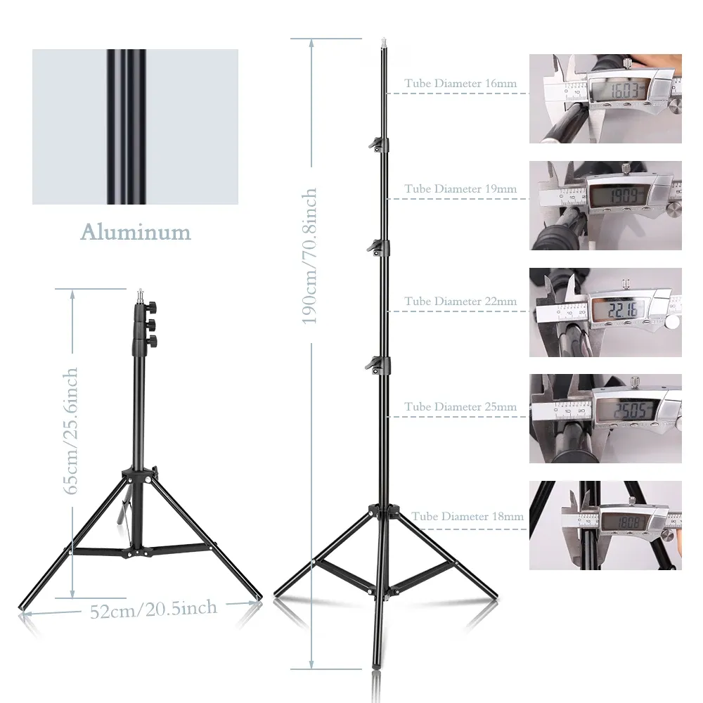 Tratywy 37/68/100/150/190 cm Selfie Portable Light Statyw Strepode Fotografia Fotografia Statyw z 1/4 głowicy śrubowej do studia fotograficznego