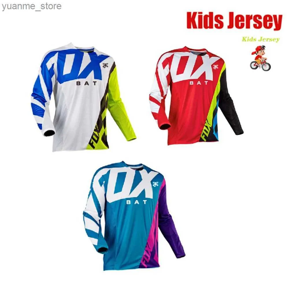 Camicie in bicicletta tops Kids Off Road Racing Downhill Jersey Bicycle Jersey Camiseta Motorcycle Maglietta Motocross Bat Bat Enduro Childrens Jersey Y240410