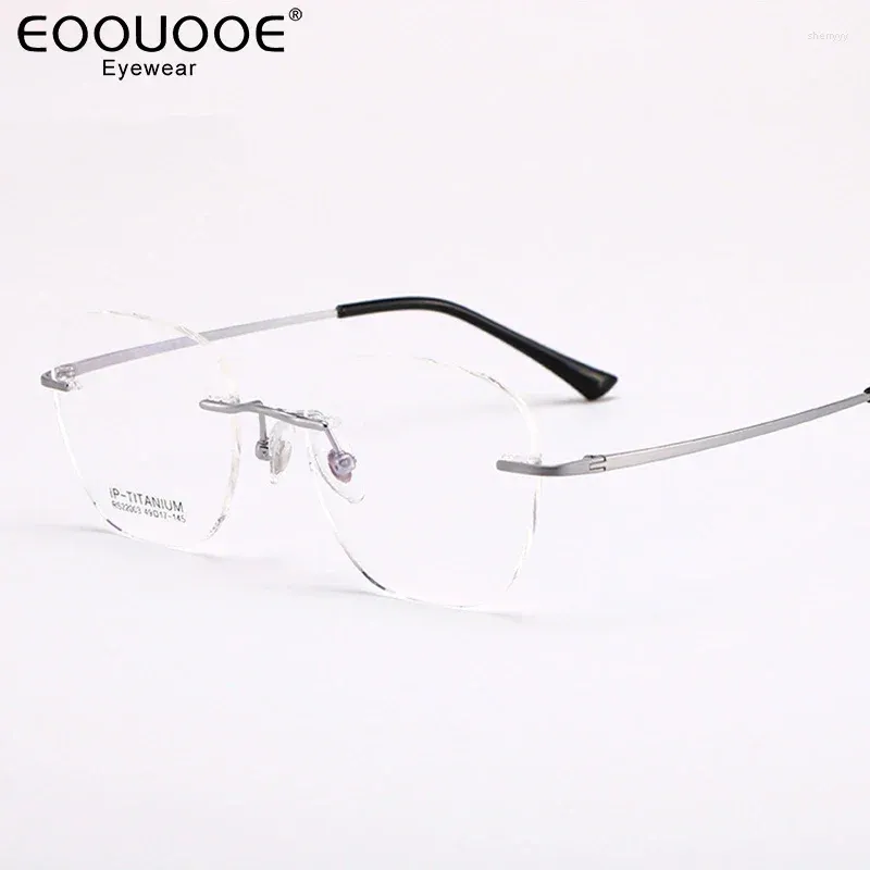 Sunglasses Frames 49mm Titanium Eyewear Men Women Frameless Glasses Frame Myopia Hyperopia Progressive Optical Prescription Filter Blue