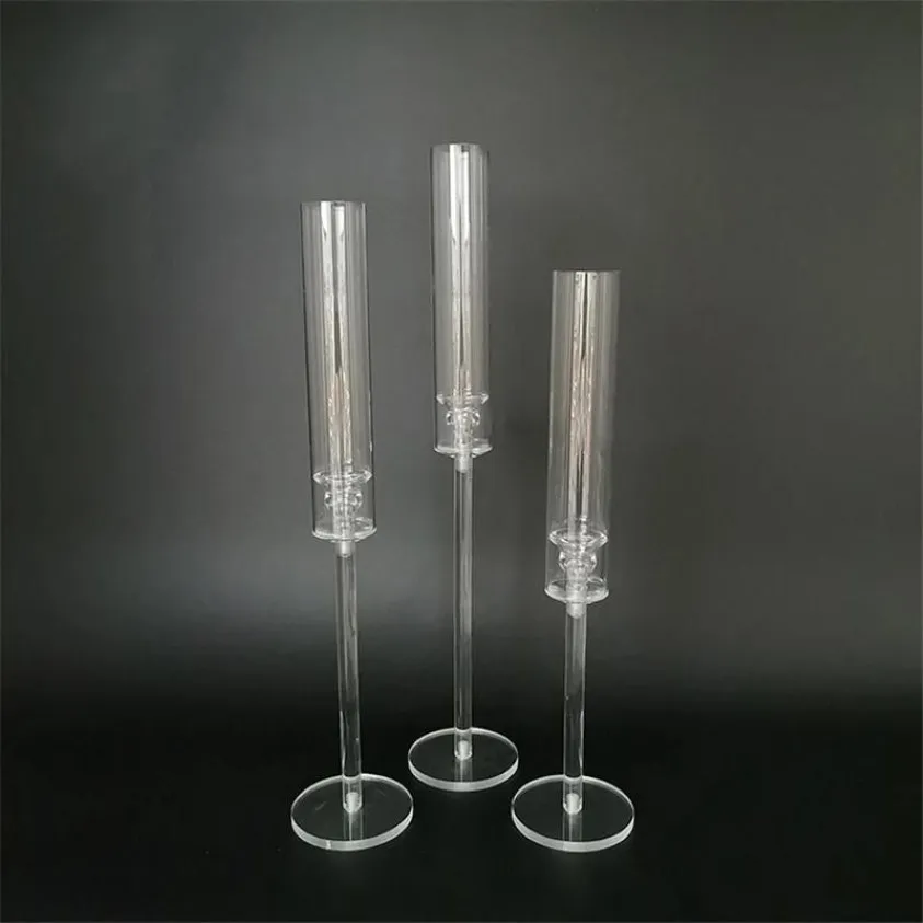 Candle Holders 1 Set 3 Pieces Of Acrylic Candlestick Center Decoration Road Lead Wedding Props Christmas Decora2807