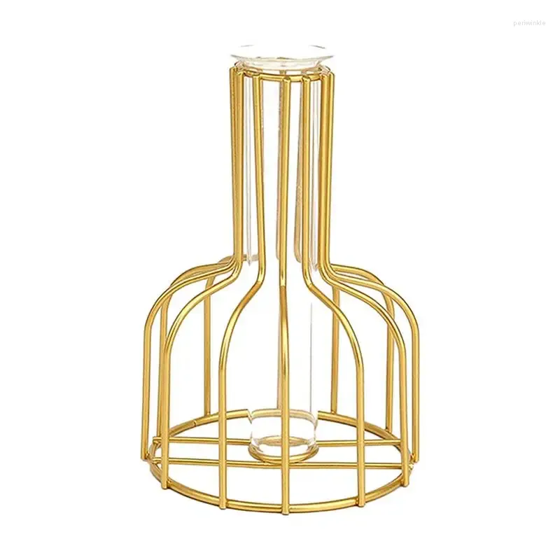 Vases Metal Flower Stand Vase Creative Desktop Decor For Apartment Home Glass Flowers Rose Single