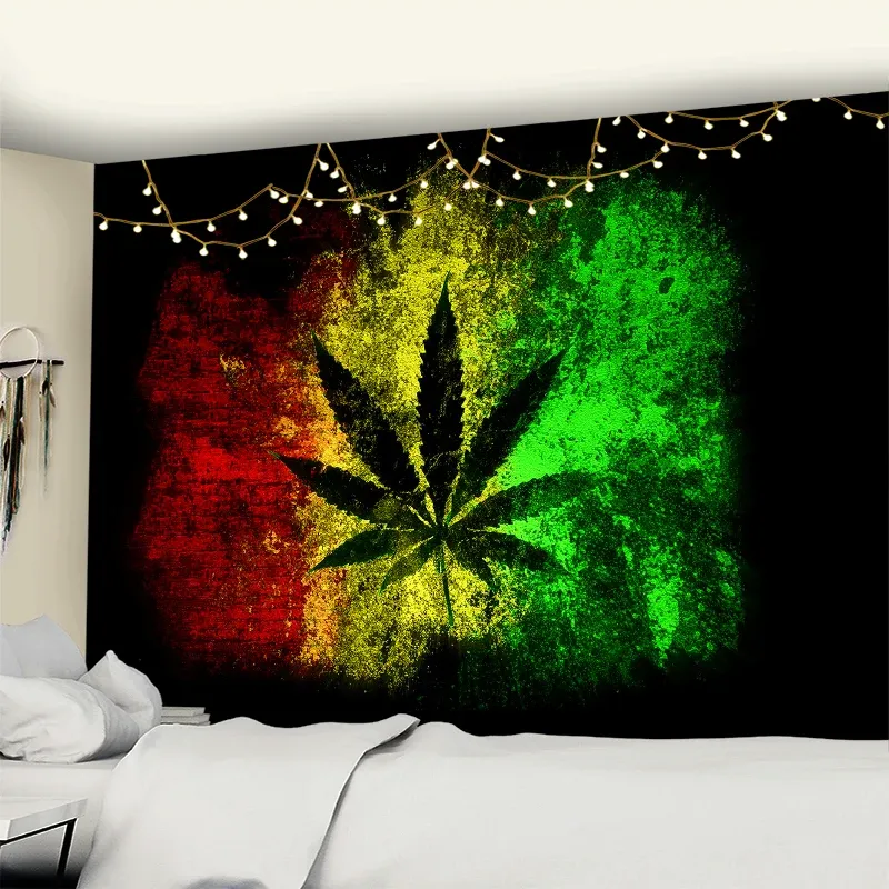 New 3D Printing Maple Leaf Wall Hanging Tapestry Art TAPIZ Bohemia Psychedelic Witchcraft Curtain Bedroom Home Decor