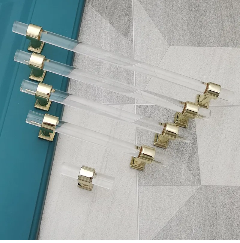 European Style Transparent Acrylic Kitchen Cabinet Handles Cupboard Door Pulls  Drawer Knobs with Gold Accents - Zinc Furniture Handle Hardware from Dhgate  Other Door Hardware - price 5.34