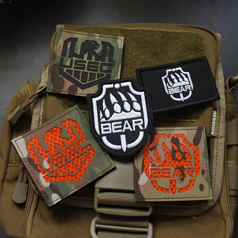 Insignia de letras Revertaines Para Bolso, Sombrero, Escape de Tarkov, Parche Bordado, Oso, Equifo Usec, Pegatina de tela de Reconocimiento nocturno ir de nailon