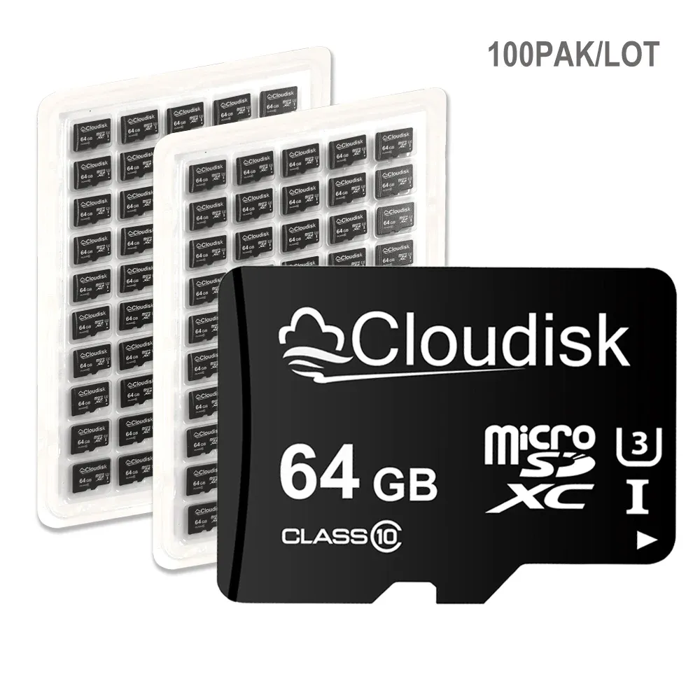 Kort Cloudisk 100pcs Ultra Micro SD Card Flash Memory Card 64 GB 32GB 16GB 8GB 4GB 2GB C10 A1 TF -kort MicroD för telefontablett