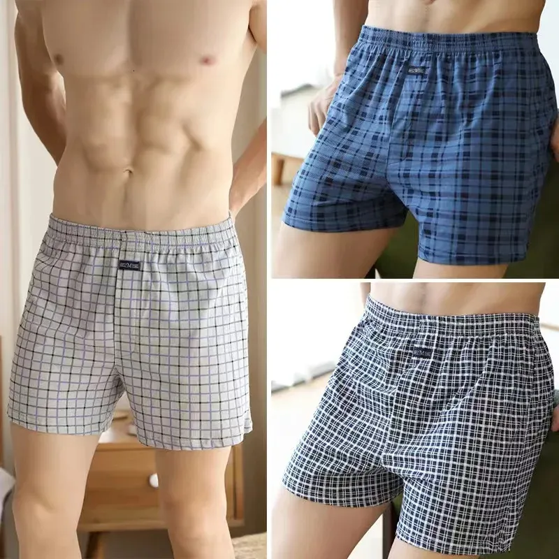 Stora underbyxor Pyjamasbottnar hemma Hög midja Allo byxor plus storlek Boxer Briefs för män Bomullslackar Alla Highwaisted Boxers 240410