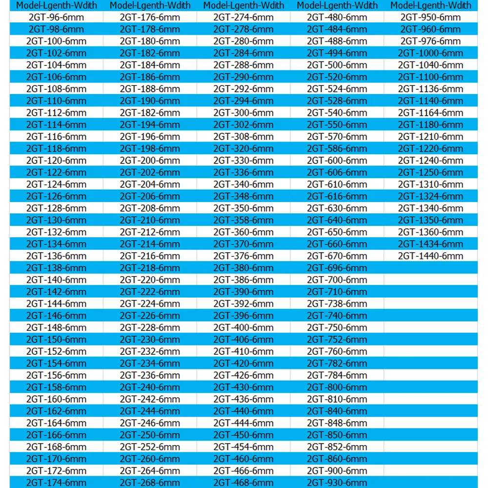 2GT Timing Belt-tang Longueur 586 600 606 610 616 630 640 650 660 670 690 Largeur 6 mm 2m 2GT Caoutchouc synchrone fermé fermé