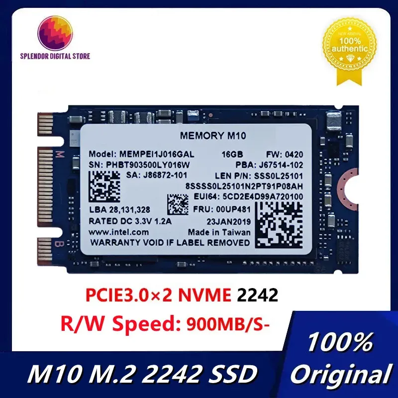 Drive original M10 16G M.2 2242 SSD NVME PCIE3.0 3D XPoint NVME Drive de solide interne pour Intel Optane Memory Mempei1j016gal