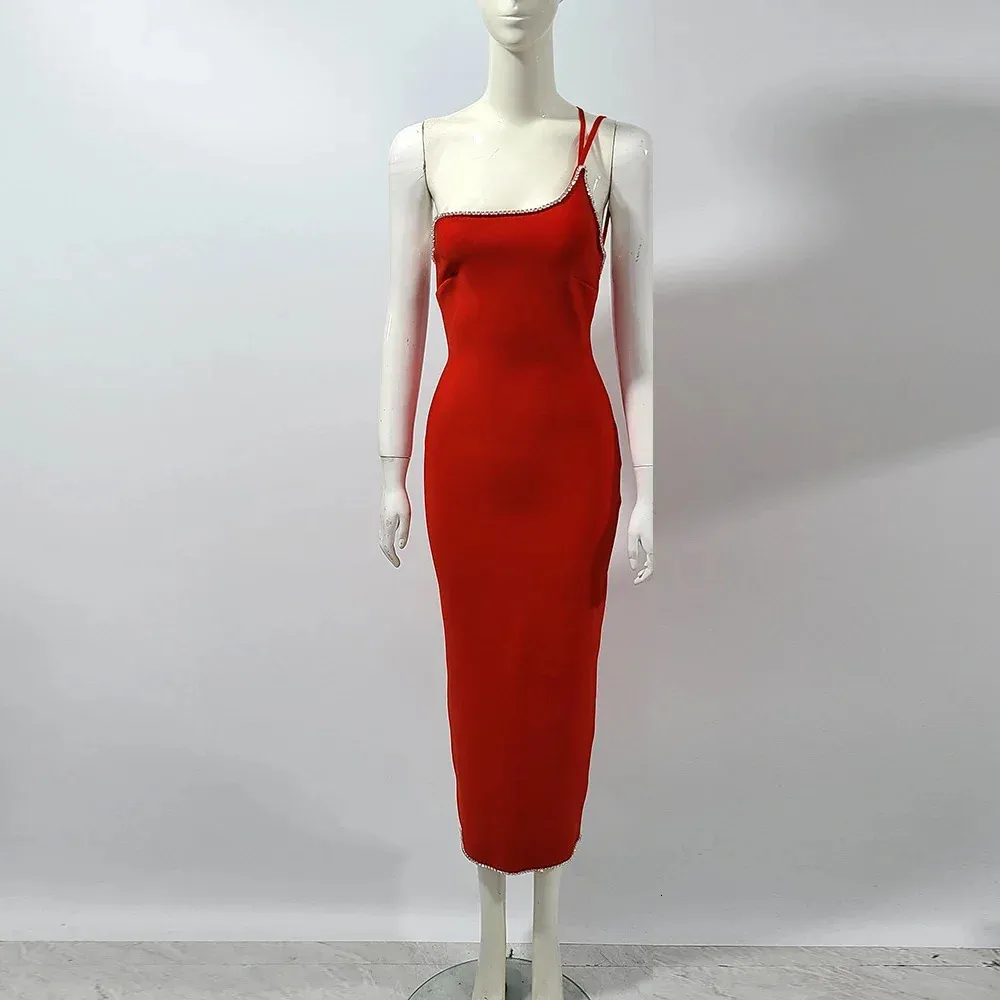 DEIVE TEGER Womens Red One Shoulder Diamond Backless... From Eshinestore,  $48.1 In Bulk | DHgate.Com