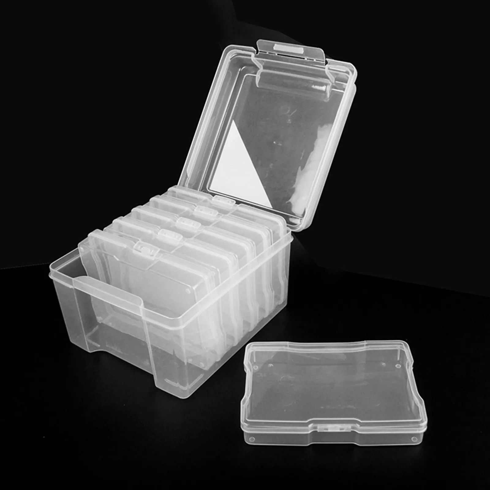 Photo Storage Box Photo Keeper Cases 6 Boxes Plastic Small Cards Storage Organizer Suit Craft Supplies for Stationery Bedrooms