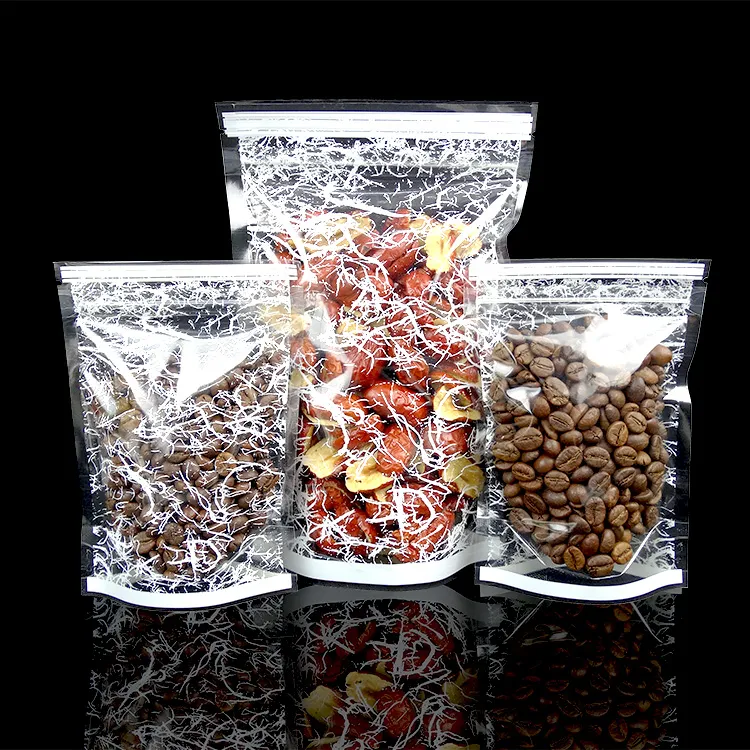 100pcs 8 styles Stand Up Plastic Gift Emballage Sac Coffee Powder Snack Bakery Dates Dates Zip Lock Cadeaux
