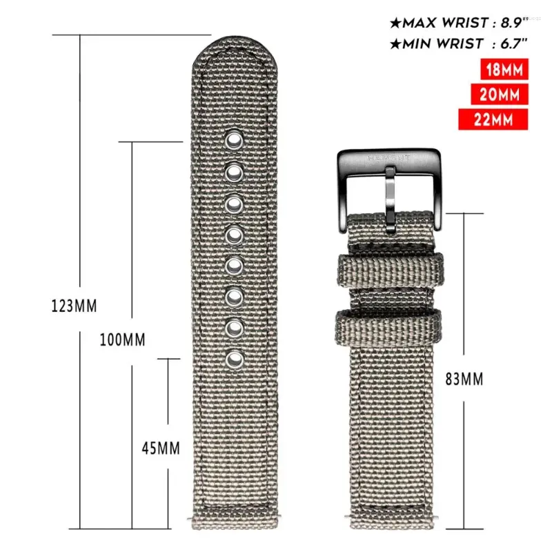 Bandas de reloj Correos de movimiento de liberación rápida de alta calidad Militares impermeables transpirables 18 mm 20 mm de 24 mm de 24 mm