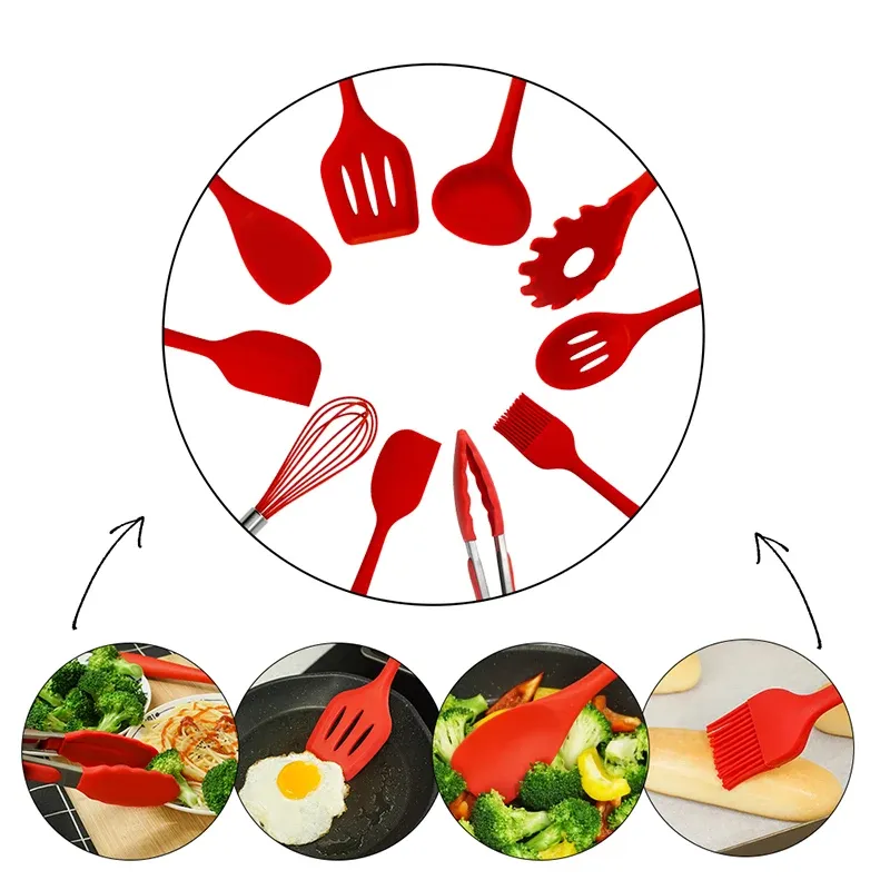 10-Piece Non-Stick Silicone kitchenware utensil set -...