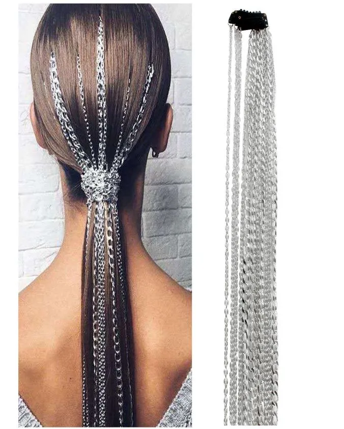 Chaîne d'extension de perruque simple de mode Silver Caired Hair Chain European and American Head Chain BB Clip Hair Chains 4295707