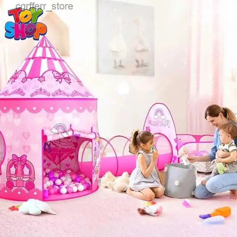 Toys Tentes 3 In1 Kids Play Play Tente Tente Tent Baby Intérieur Piscine Ocean Ball Polding Cubby Toys Castle Enfant House L410