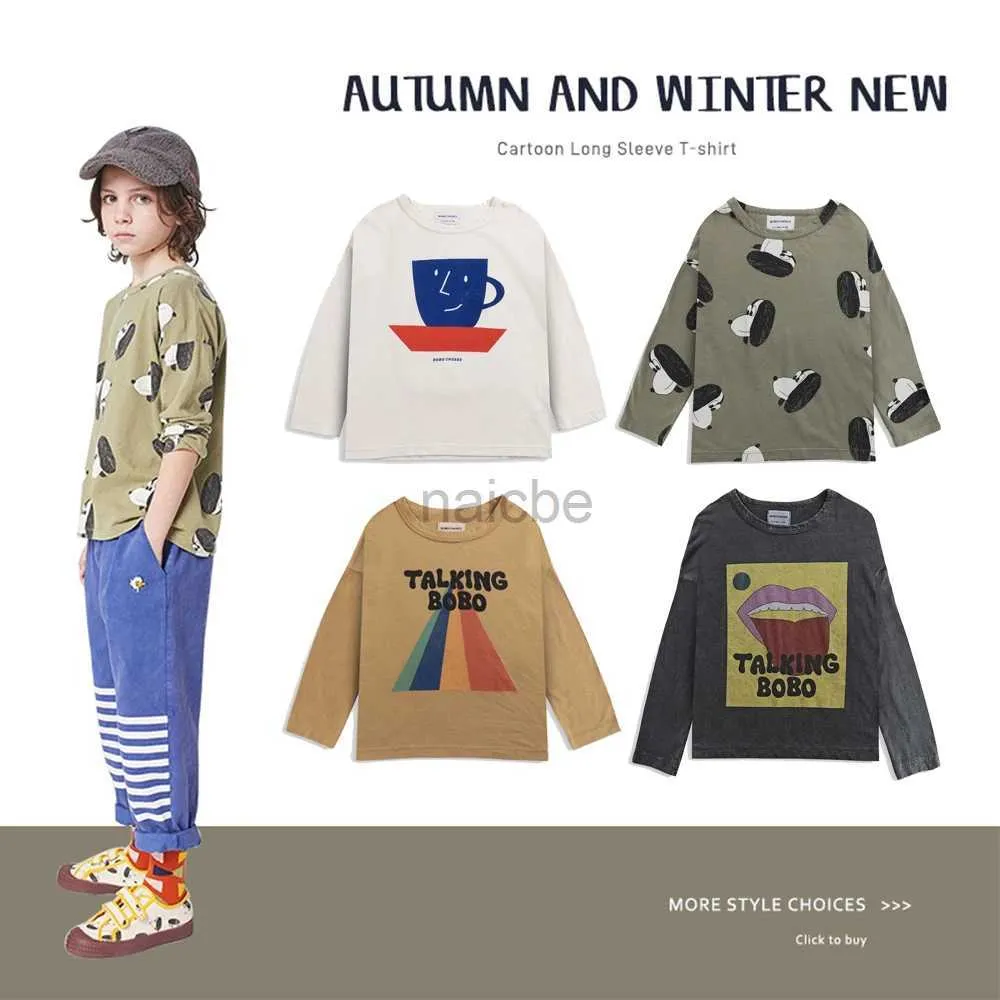 티셔츠 어린이 INS BC 티셔츠 에스리가 가을과 겨울 내부의 새로운 소녀 캐주얼 다용도 240410 내부의 슬리브와 소년 탑