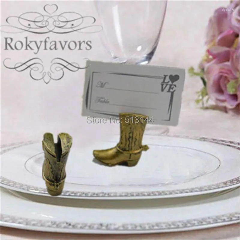 Party Decoration 50PCS Small Gold Colored Resin Cowboy Boots Place Card Holders Wedding Gifts Table Decor Supplies