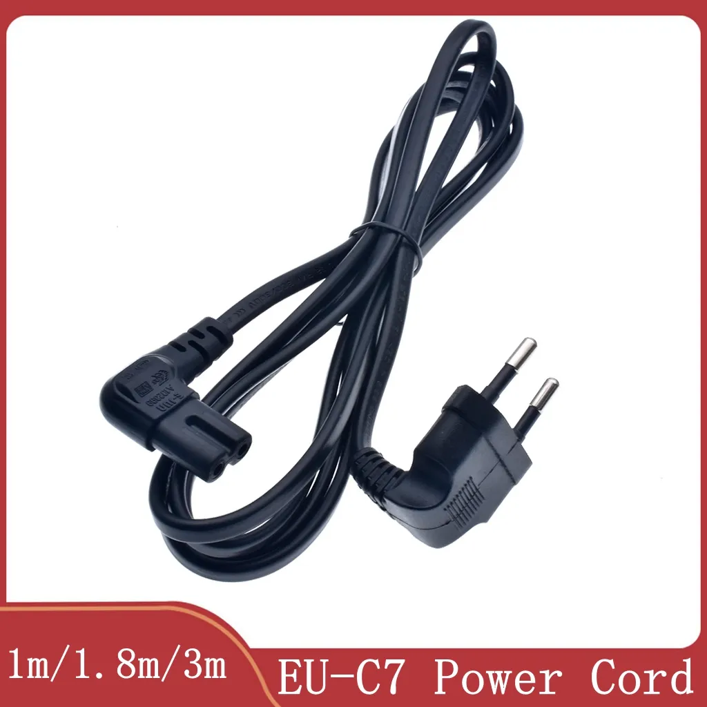 90 Degree Schuko CEE7/16 Europe 2pin Male to Right Angled IEC 320 C7 Power Supply Cord Cable