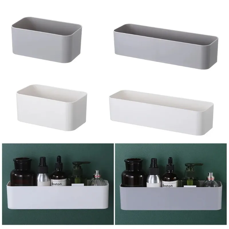 Настенная монтированная косметическая коробка для хранения ванной комнаты для хранения ванной стойки настенная полка настенную клей