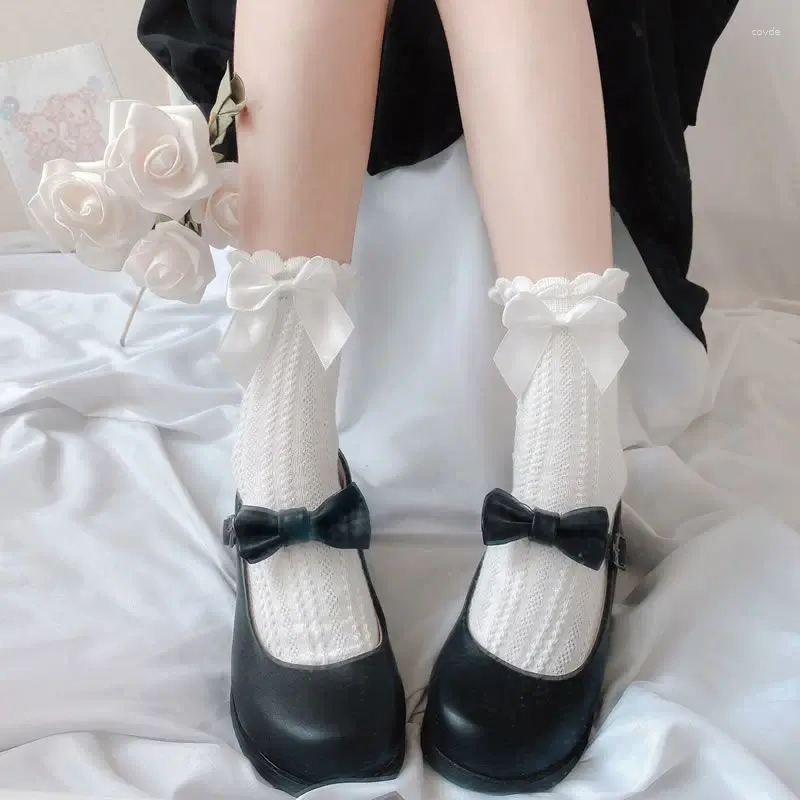 Chaussettes de femmes 1 paire Ruffle Lolita Bow Cosplay Costumes accessoires