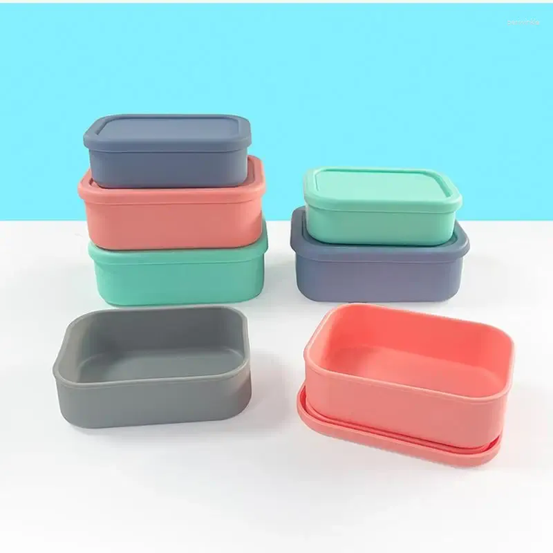 Dinnerware Silicone Lunch Box -Grade Portable Heat-Resistant Bag Microwave Safe Coldproof Container For Schools
