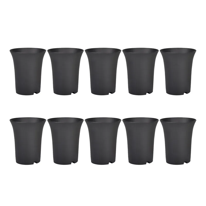 10pcsblack pots de fleurs rondes hautes taies profondes Les pots profonds sont parfaits pour les plantes intérieures et extérieures, les graines, les légumes