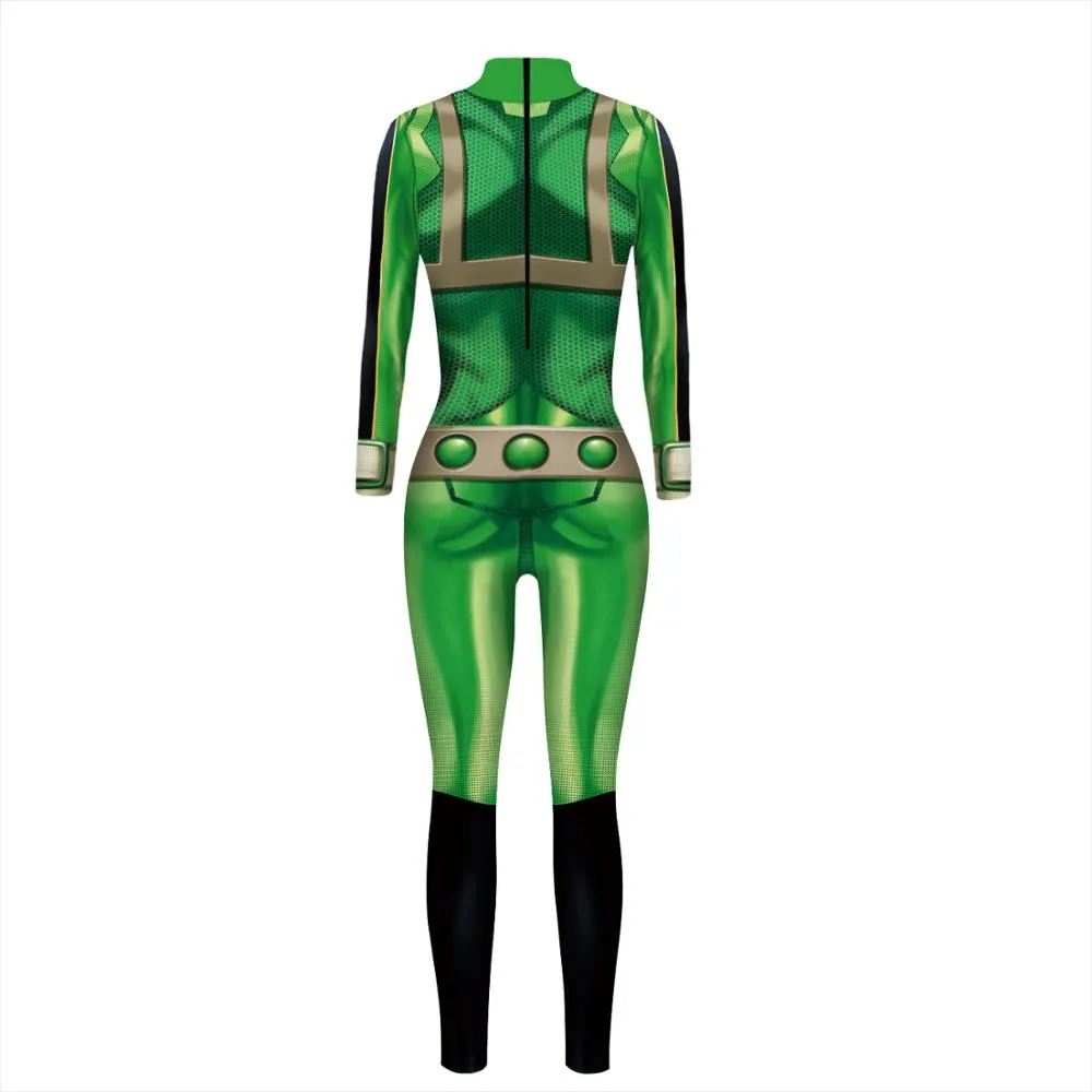 Anime asui tsuyu cosplay costumes jumpsuit Ochaco urraraka halloween fancy boll kostym romper för kvinnor lady flickor